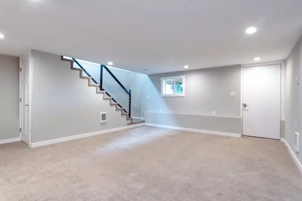 Light Spacious Basement Area With Staircase 